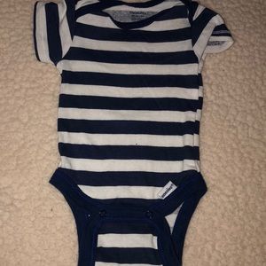 Blue and white block stripe onsie